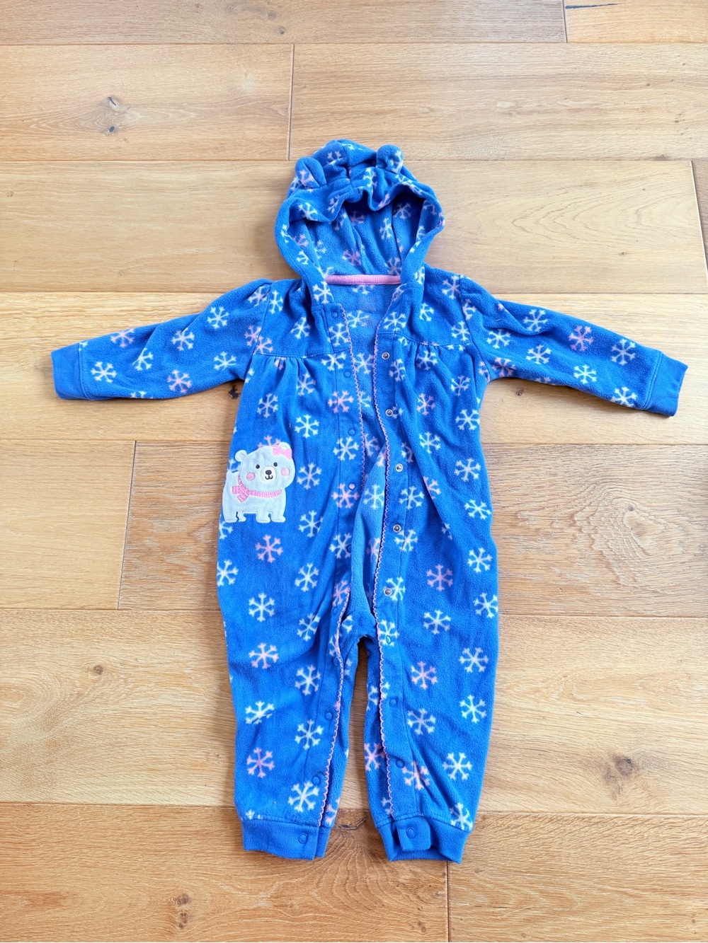 Carter’s Child of mine Blue Snowflake BearFleece One-Piece size 18 month